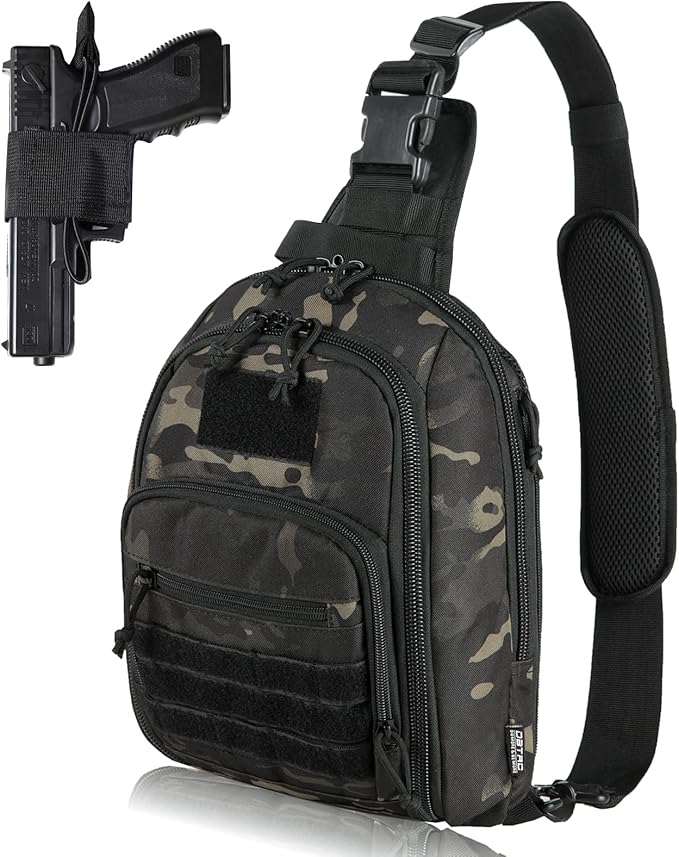 DBTAC Tactical Sling Bag | 8L Military Shoulder Chest Pack for Full Size Concealed Carry Range Travel Outdoor Sports | Range Travel Outdoor Sports Military