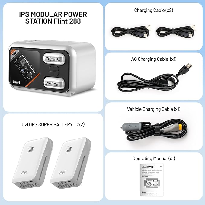 Litheli 288 Series Portable Power Station 287Wh Lithium Battery Solar Generator（2 x 74Wh Battery Pack Shipped Separately) 300W AC Outlet 0-95% in 50Min Power Bank for Outdoor Emergency RV Van