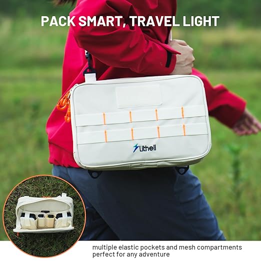 Litheli 24W Portable Solar Panel Charger Foldout Mini Solar Panel for Camping Hiking &amp Window Use IP54 Waterproof Dual USB-C/USB-A 5V/3A Foldable Solar Charger for Phone Camera &amp Power B
