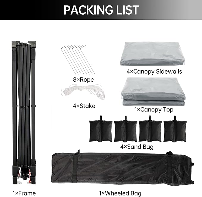 Pop Up Canopy Tent 10x10 Gazebo with 4 Removable Sidewalls Heavy Duty Outdoor Canopy for Patio Waterproof Instant Shelter for Parties &amp Camping White