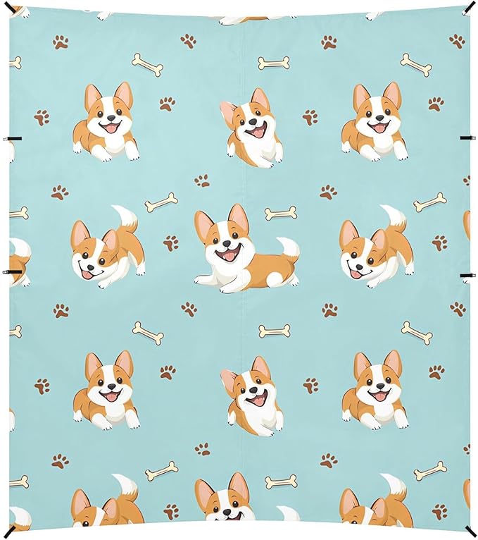 ALAZA Corgi Bone Pattern Beach Tent Sun Shelter Portable Canopy Sunshade for Outdoor Camping Picnics Backyard Fun 10x9 ft