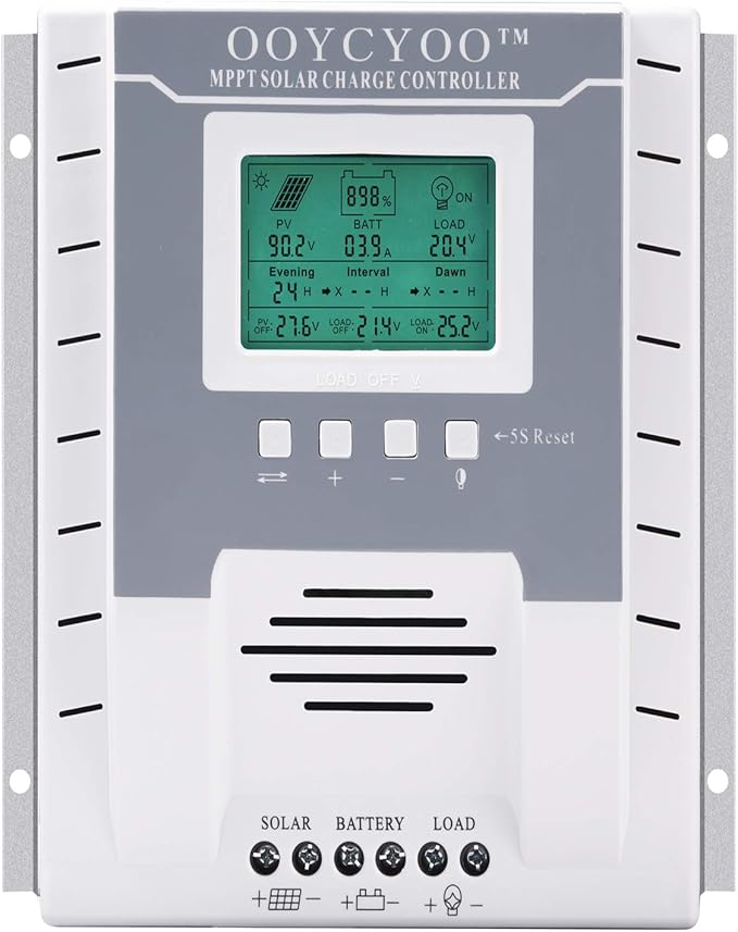 40Amp MPPT Solar Controller 100V Input Tracker for Lithium Iron Phosphate LiFePO4 (Lead Acid AGM) Charger Solar Panel Maximum Input 520W/1040W (12V/24V) Automatic