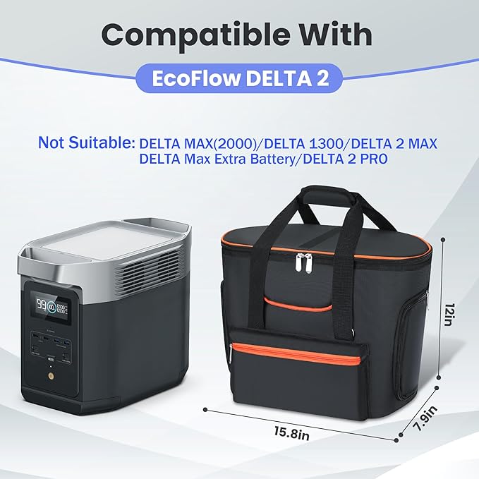 Carrying Bag Compatible with ECOFLOW DELTA 2 Power Station Carrying Bag Compatible with Delta 2 Portable Power Station Carrier Compatible with Eco Flow Delta 2 with Shoulder Strap &amp Handle
