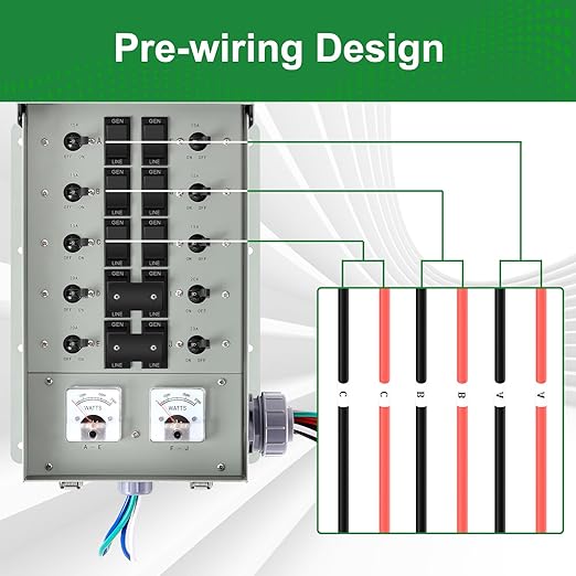 30 Amp Generator Transfer Switch Kit10-Circuits 7500W Indoor&ampOutdoor NEMA 3R Include 10 Foot Cord and 30 Amps Inlet Box Easy to Install5 Years Warrnaty