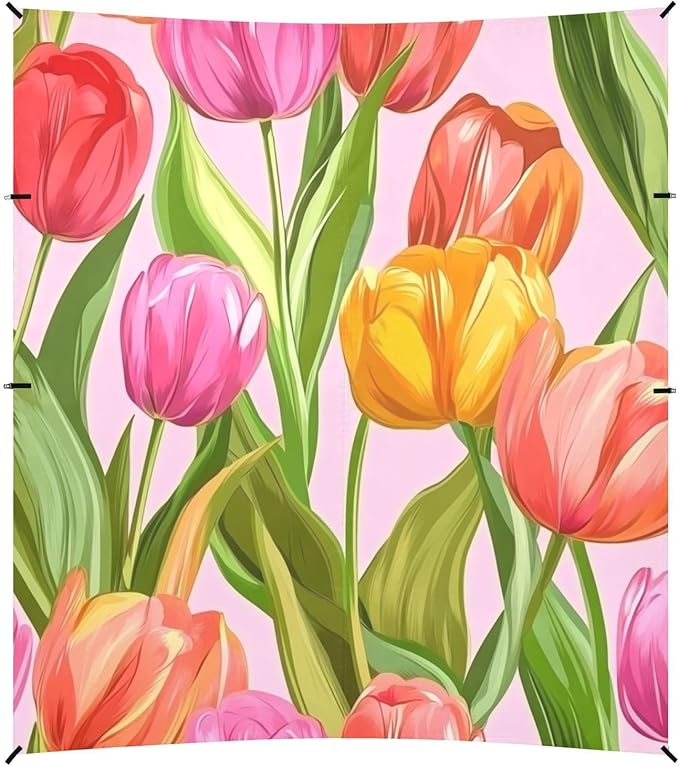 ALAZA Tulips Spring Blooming Beach Tent Sun Shelter Portable Canopy Sunshade for Outdoor Camping Picnics Backyard Fun 10x9 ft