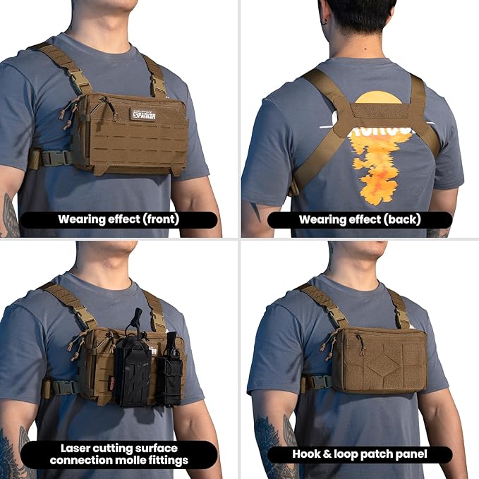 EXCELLENT ELITE SPANKER Tactical Chest Rig Pack EDC Chest Bag Molle Utility Chest Pouch for Outdoor Hunting Workouts Hiking