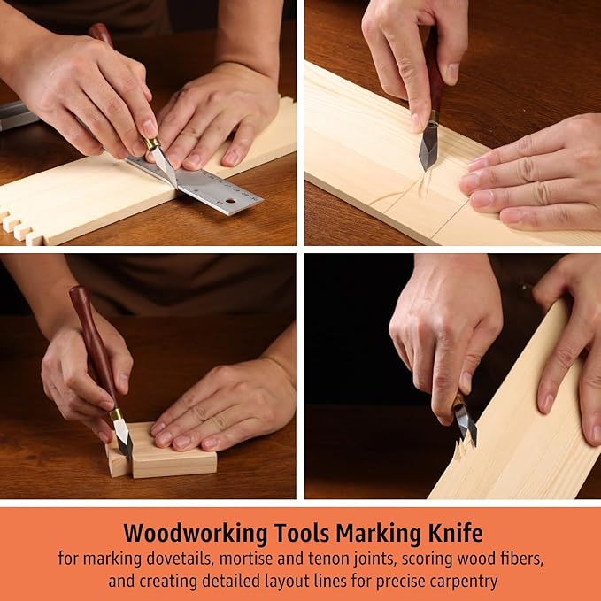 Professional Woodworking Marking Knife – 7.09 Inch Layout Woodworking Tools Sharp High-Carbon Steel Blade Hardwood Handle Precise Wood Working Tools and Accessories for Carpenter Carpentry