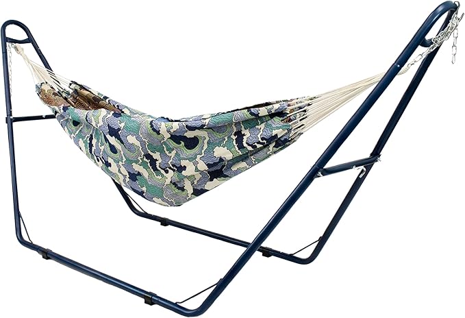 Sunnydaze Decor Universal Double Hammock Stand Only - 550-Pound Capacity - Heavy-Duty Hammock Stand for Outside - Fits 9 to 14 Foot Hammocks - Blue