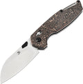 KANSEPT Model 6 Folding Knife 3.1'' Stonewashed CPM S35VN Sharp Blade Copper Carbon Fiber Handle with Crossbar Lock Thumb Stud Pocket Clip for EDC Camping Hiking K1022V2