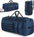 Gonex 90L Extra Large Duffel Bag for Men Heavy Duty 3 in 1 Convertible Carry Travel Duffle with Shoe Compartment Tactical Loops Sports Gear Bag for Family Trips (Dark Blue)