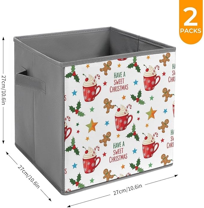 Foldable Fabric Storage Bins with Handles Cute Gingerbread Have A Sweet Christmas Versatile Collapsible Cube for Organizing Crafts Accessories Ideal for Craft Room &amp Office