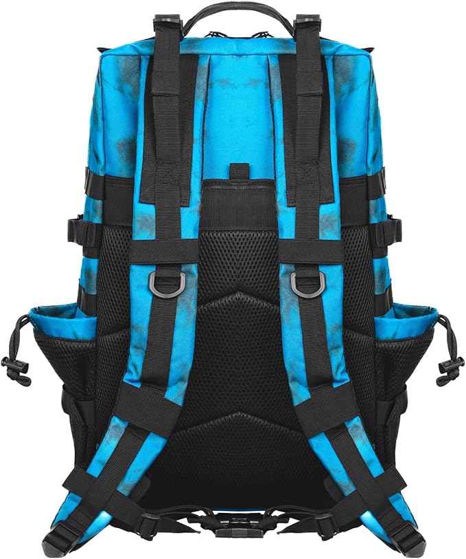 55L Military Tactical Backpack - Bug Out Bag with MOLLE System for Hiking(Blue tie dye)
