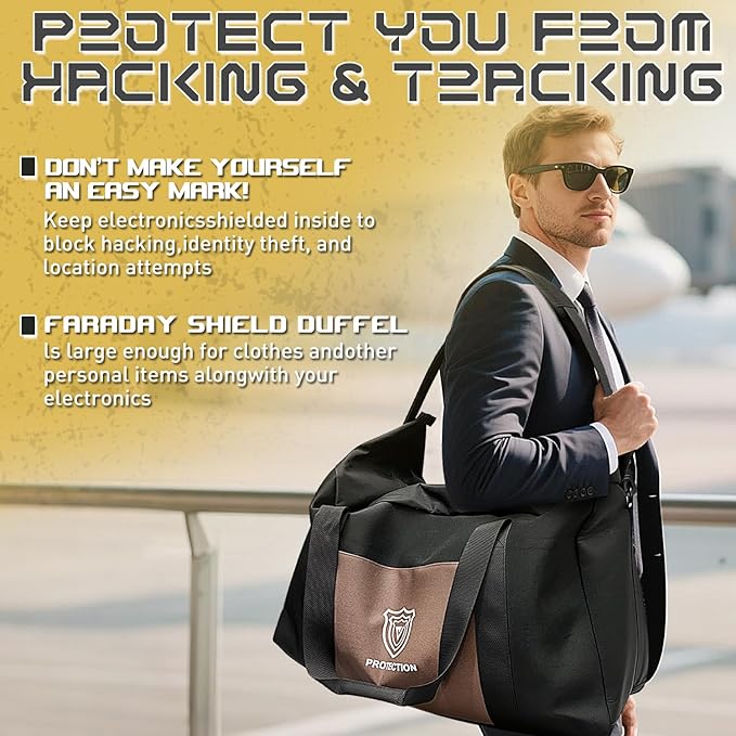 Faraday Duffel Bag Military-Grade RF Shielding for Large Electronics &amp Mobile Devices Travel Protection Signal Isolation Data Privacy