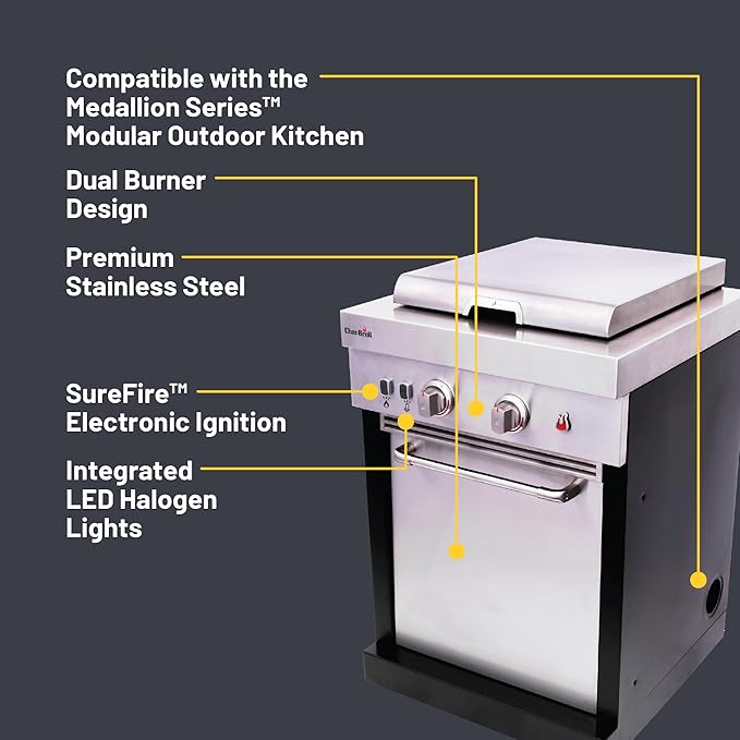 Char-Broil Medallion Series Modular Outdoor Kitchen Dual Fuel Convective 2-Burner Propane Gas Stainless Steel Stove Top - 463246218