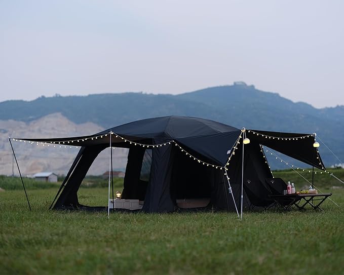 Vidalido 8-10 Person Camping Tent with 3 Door 2 Room Large Family Cabin Tents Double Layer Waterproof Portable Glamping Tent Big Tents for Outdoor Picnic Camping Hiking and Family Gathering