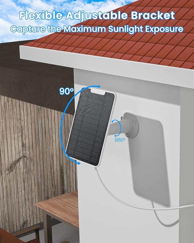 5W Arlo Solar Panel Charger Compatible with Arlo Essential Spotlight/XL Spotlight Camera Arlo Essential Solar Panel Charger w/ 10ft Waterproof Micro USB Charging Cable Adjustable Wall Mount 4 Pack