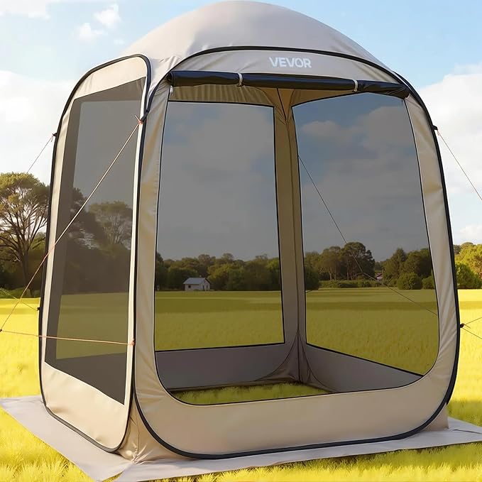 VEVOR Screen House Tent 6x6FT Pop-Up Screen Tent for 4–6 Person Portable Screen Room Gazebo with Netting Carry Bag &amp Ground Stakes Instant Screen Canopy for Patio Backyard Garden Camping