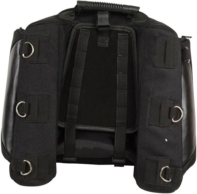 Milwaukee Leather MP8105 Large Black Textile Motorcycle Back Rack Sissy Bar Bag with 4 Outer Pockets - Large