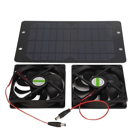 10W DC 12V Solar Powered Exhaust Dual Fan Outdoor Solar Panel Power Mini Ventilator for Home Attic Greenhouse Shed Pet Dog Chicken House Cooling