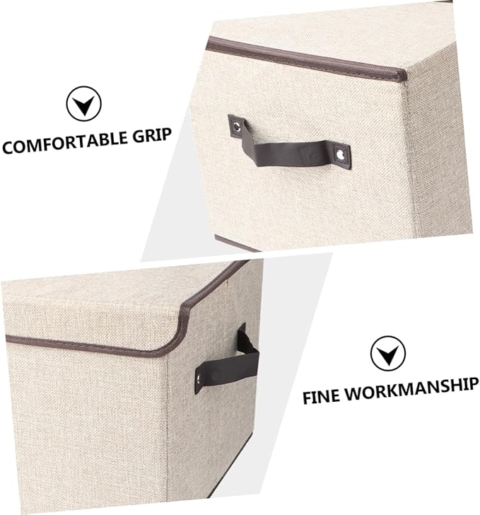 Cabilock Storage Organizer Baskets Cotton Linen Wardrobe Storage Bin Lid Versatile
