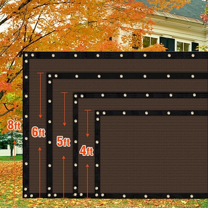 iCover 6x25ft Privacy Screen Fence Outdoor Fencing Panels Garden Windscreen Mesh Shade Sail Net Barrier Include Reinforced Bindings and Brass Grommets Cable Zip Ties Brown