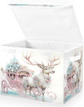 senya Christmas Baskets Collapsible Storage Bins with Lids Pink Christmas Elk Storage Boxes Clothes Baskets for Organizing