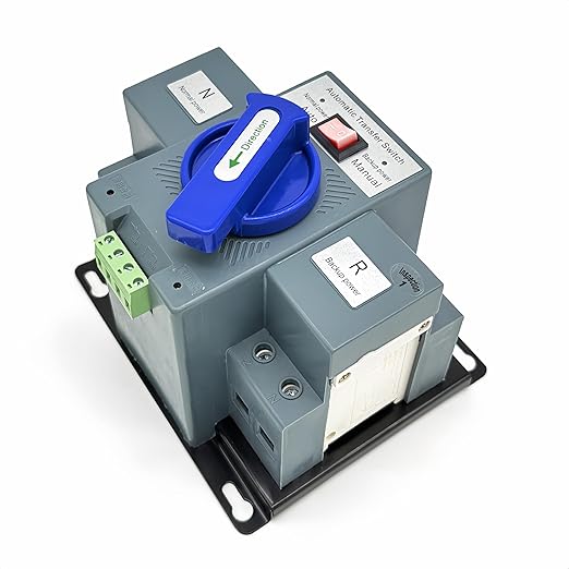 JONAS C AC220V 63A 2P Automatic Transfer Switch Solar Mini ATS Generator Dual Power Changeover Switch 50Hz/60Hz Auto Dual Power Switch for Rv Lv Power