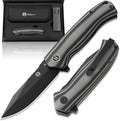 Holtzman's Gorilla Survival Folding Pocket Knife with D2 Steel Blade and G10 Handle (Black + Black/Grey) - EDC Gift Set for Men and Women - Perfect for Everyday Carry