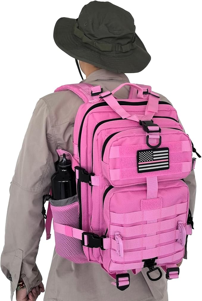 Hannibal Tactical 30L MOLLE Assault Pack Tactical Backpack Military Army Camping Rucksack with Bottle Holder 3-Day Pack Pink