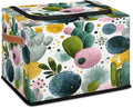 Cactus Storage Bins with Lids Green Plant Collapsible Cube Storage Basket with Leather Handle Foldable Storage Box with Lids for Organizing Home Closet