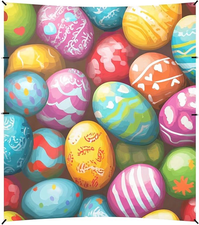 ALAZA Colorful Easter Egg Happy Easter Beach Tent Sun Shelter Portable Canopy Sunshade for Outdoor Camping Picnics Backyard Fun 10x9 ft