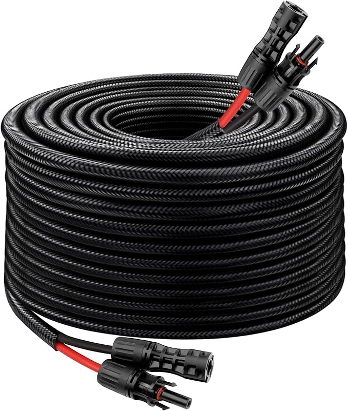 Solar Panel Extension Cable - 8AWG 75FT Solar Wire with Female &amp Male Waterproof Connector Flame Retardant Protective Sleeving PV Wire for RV Photovoltaic Systems Home Boat Solar Panels Car