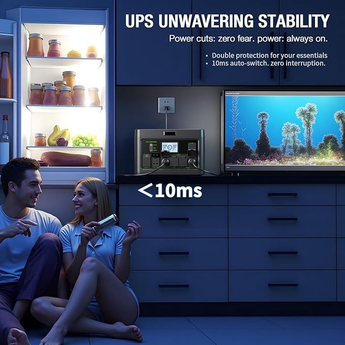 2400W Portable Power Station 1843Wh Solar Generator Home Battery Backup LiFePO4 Battery Supply with 12 Outlets(2400W AC Outlets4800W Peak) USB-C PD100W2Hrs Fast Charge RV Travel