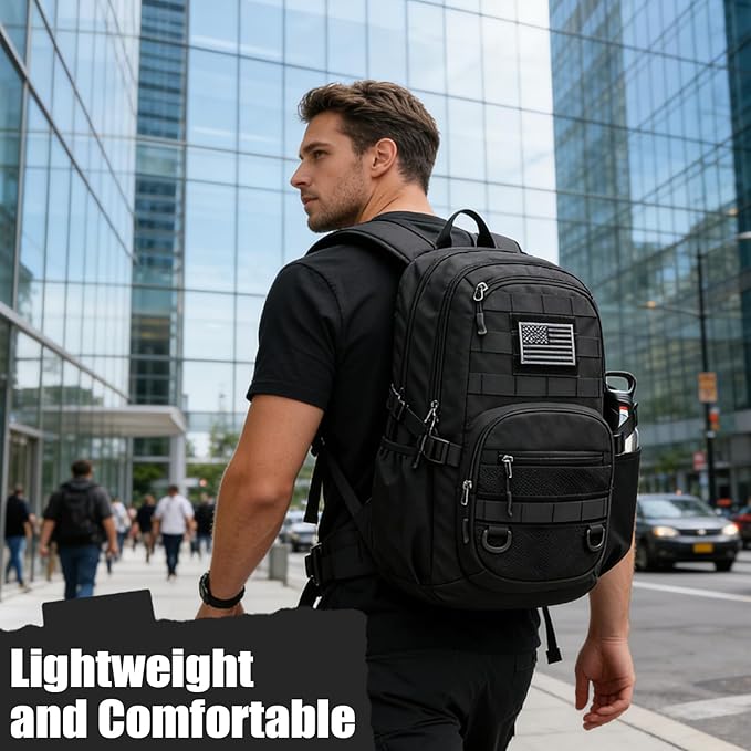 25L Military Tactical Backpack - Molle Army 3 Days Assault Pack Out Bag Hiking Rucksack Black