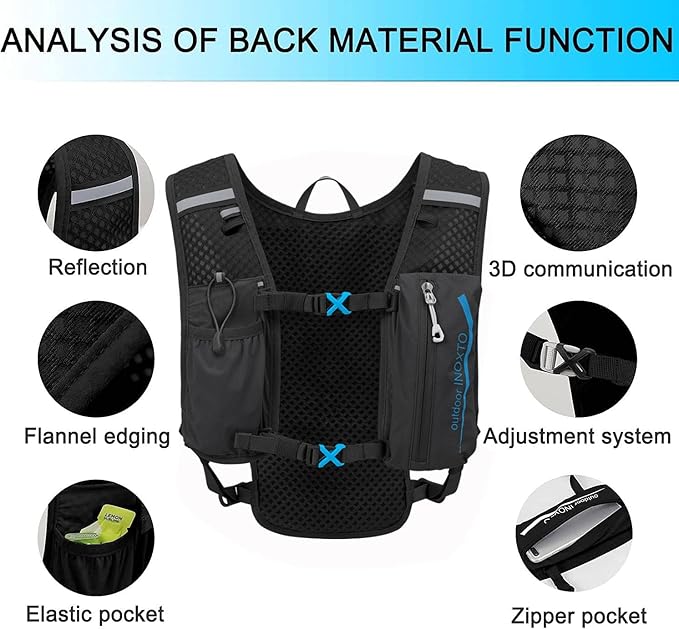 INOXTO Running Hydration Vest BackpackLightweight Insulated Pack with 1.5L Water Bladder Bag Daypack for Hiking Trail Running Cycling Race Marathon for Women Men