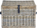 The Basket Lady Handwoven Deep Wicker Storage Trunk Natural Rattan Wicker Chest with Lid and Handles for Blankets and Home Organization-Serene Grey Extra Large 30 L x 21 W x 20.5 H