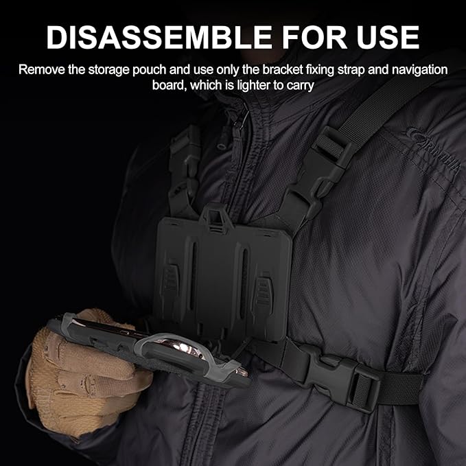 Tactical Phone Chest Mount with Chest Vest Rig Bag Pack Molle Foldable Navigation Universal Phone Holder Board for Hunting