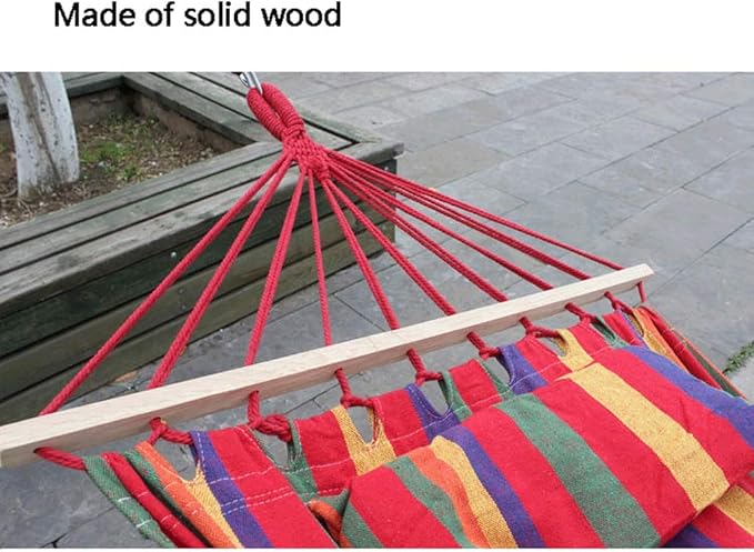 Portable Hammock Single Camping Hammock Rainbow Stripe Thickened Canvas Hammocks for Camping Travel for Backpacking Beach (Color : Rojo Size : 200X80cm)