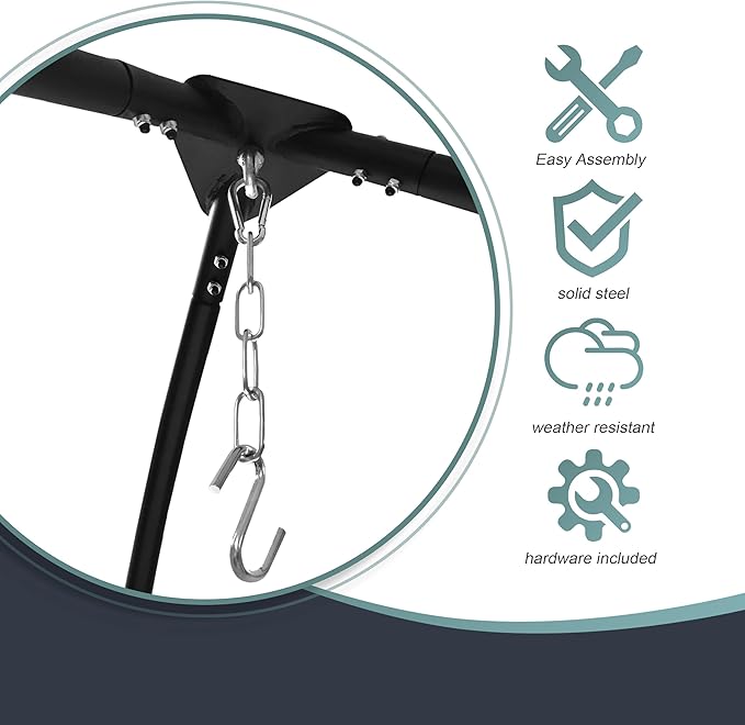 Sorbus Tripod Hanging Chair Stand – 330lbs Capacity Heavy Duty Steel Rust Resistant Adjustable Hammock Frame for Saucer Air Porch Indoor/Outdoor Use – Swing Not Included