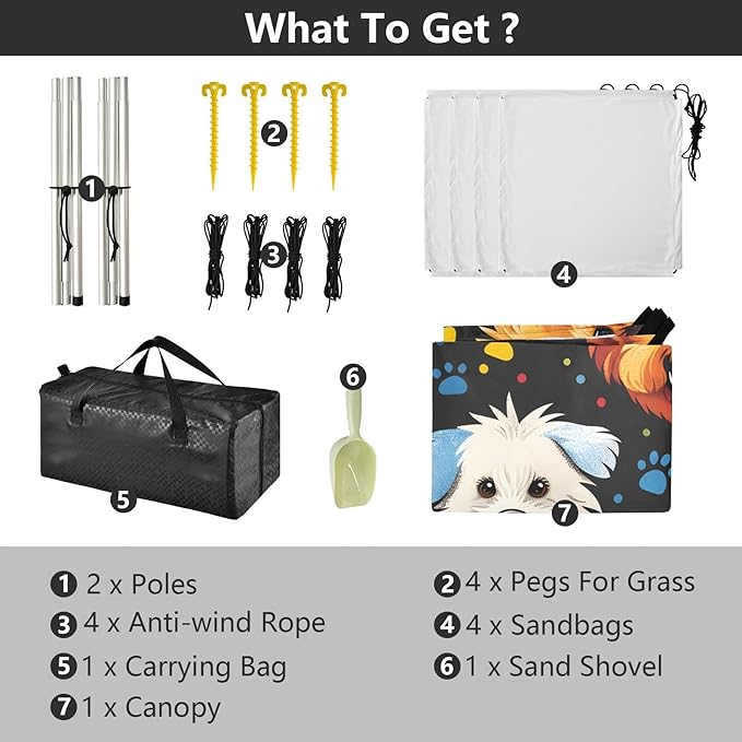 ALAZA Puppy Dog West Highland Terrier Beach Tent Sun Shelter UPF50+ Protection Beach Shade Canopy w/ 4 Sandbags for Outdoor Camping Fishing Backyard Fun Picnic 10x9 ft