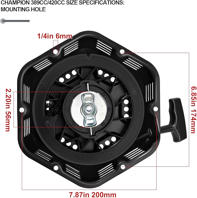 Original Pull Start Assembly for Champion 389cc 420cc 439cc 459cc 5000 6500 7000 7500 8000 9200 Watt 11hp 13hp Engine CPE Generator Water Pump Pressure Washer Recoil Starter Pull Cord Replacement