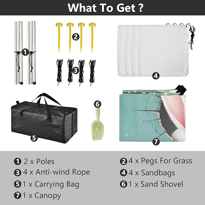 Beach Canopy with Windproof Ropes &amp Sandbags Beach Tent Sun Shade Sun Shelter for Camping Trips Fishing Backyard Fun or Picnics Happy Easter
