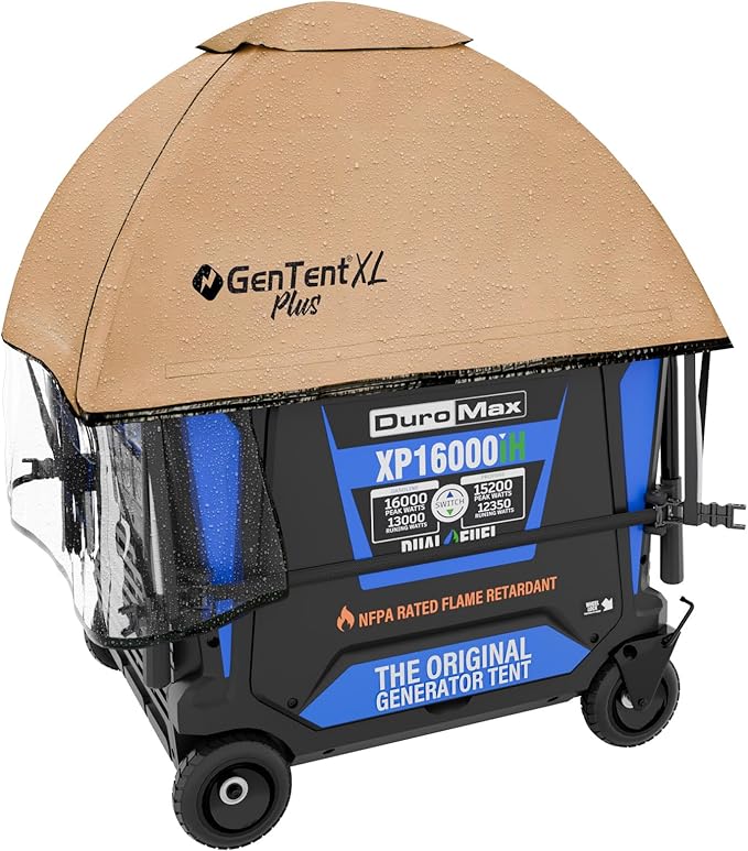 GenTent XL Inverter Running Cover – Generator Tent for Larger Encased Inverters (Tan XL - Plus)