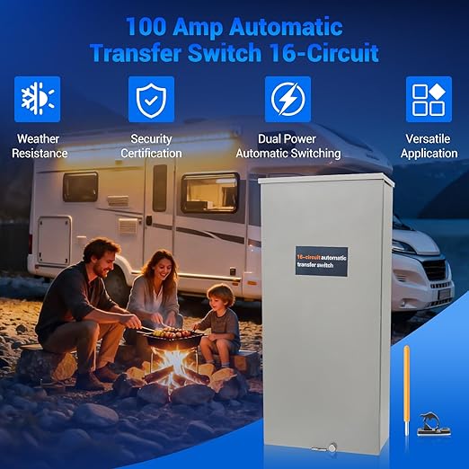 100 Amp Transfer Switch Replacement for Generac REXG16EZA3 16-Circuit 100 Amp Automatic Transfer Switch with NEMA 3R Protection Enclosure Suitable for Indoor and Outdoor Use