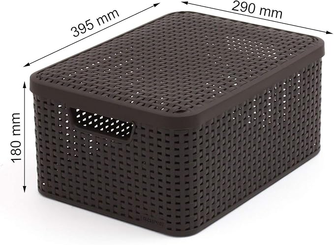 Curver Style 205847 Storage Box Rattan Look Size M with Second-Generation Lid Polypropylene