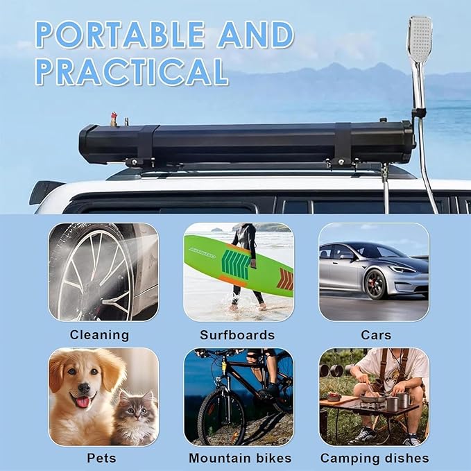 Road Camping Shower Solar ShowerPressurized Water Tank for Overlanding Water Store Outdoors Activities Compatible(20L) (30L)