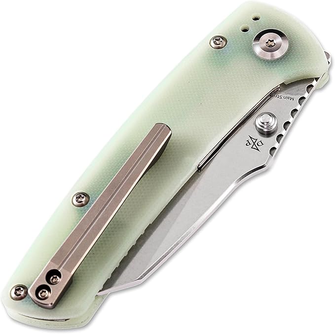 KANSEPT Mian Street Folding Pocket Knife 7.92in Liner Lock Folding Pocket Knives Liner Lock with 3.36in Stonewashed 154CM Blade and Jade G10 Handle for Outdoor Tactical Survival T1015B1