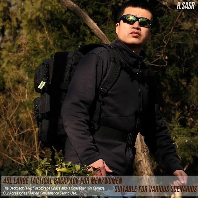 45L Tactical Backpack for Men Women Military Assault Pack with MOLLE Large 3 Day Bug Out Bag for Hiking Camping