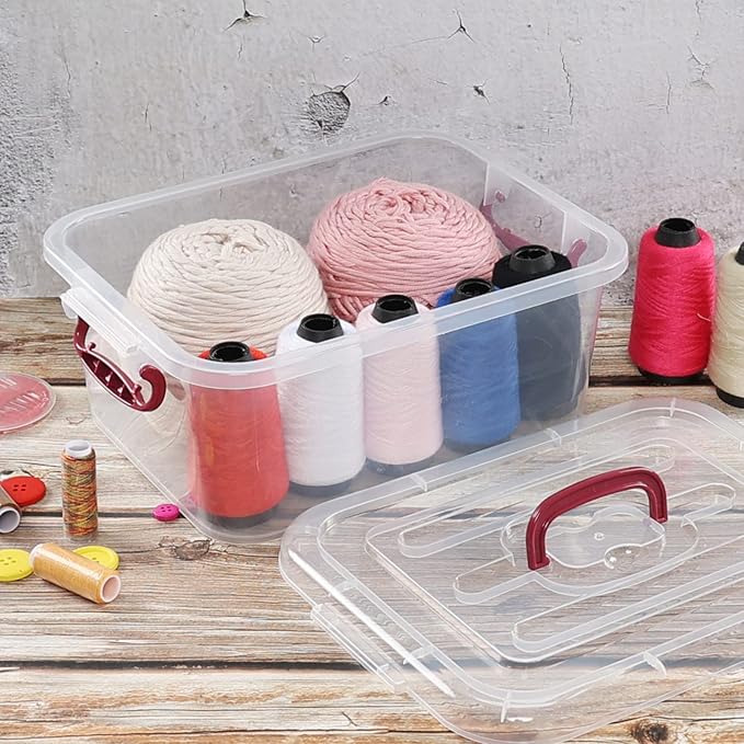 2 Packs 8 Liters Clear Storage Boxes Plastic Latching Container Tote with Lids