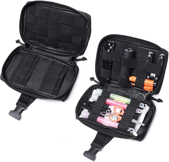 Tactical Multi-Purpose Molle Admin Pouch EDC Pouch Military Waist Belt Modular Utility Tools Bag Organizer First Aid Pouch Laser-Cut Style Molle Attachment Ready…